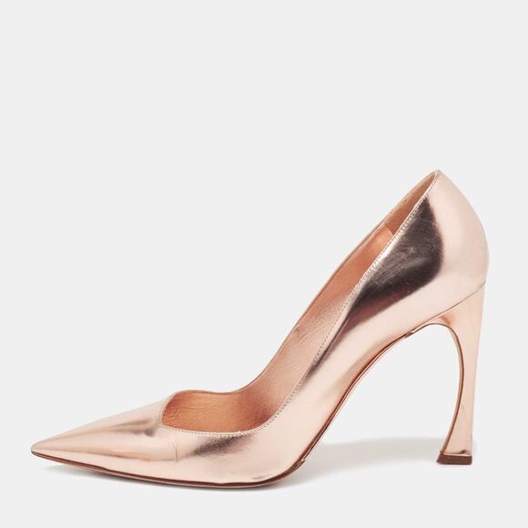 Dior Shoes - Dior Rose Gold  Leather Cherie Pointed Toe Pumps Size 40.5
